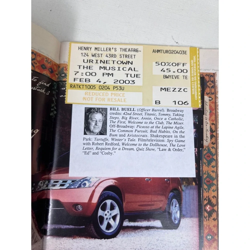Vintage Broadway Playbill Collection Dirty Blonde Producers Urinetown Tickets‎